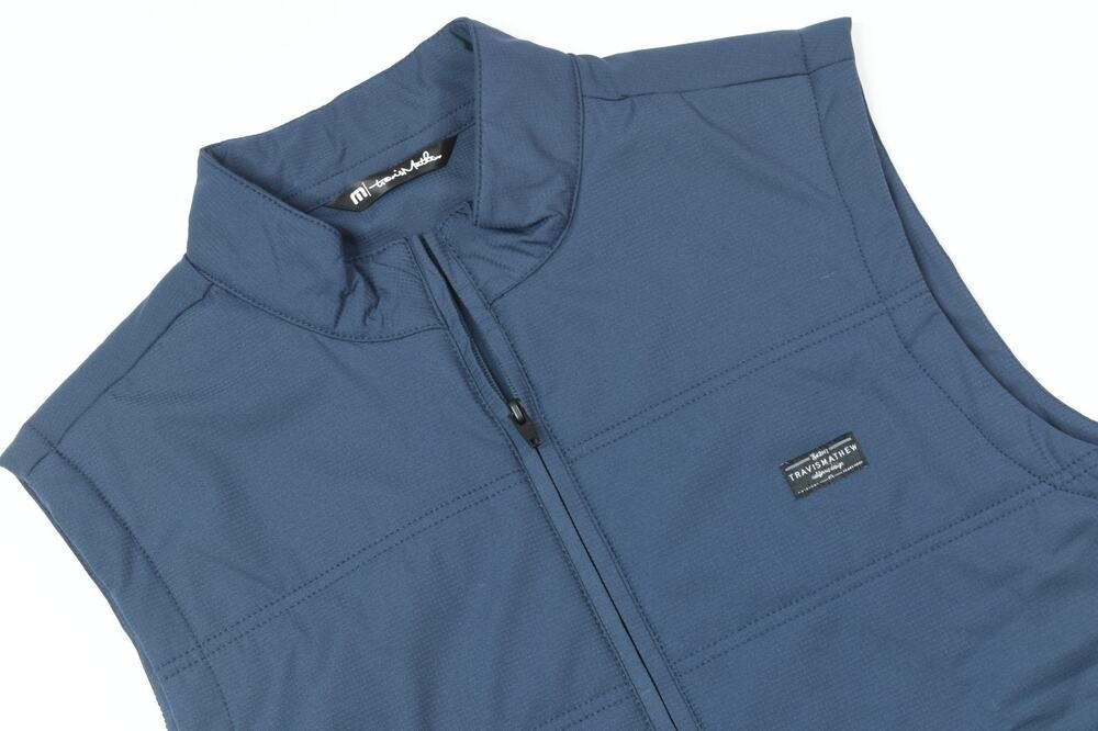 Travis Mathew Performance Golf Vest Mens Large Blue Full-Zip Sleeveless Regular